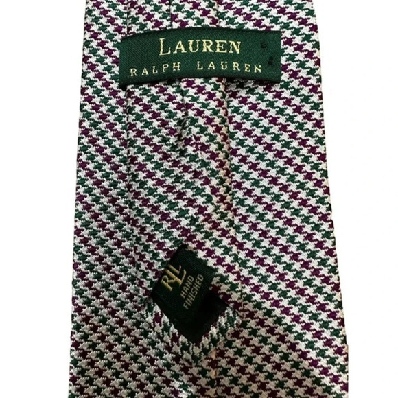 Lauren Ralph Lauren Mens Houndstooth Silk Neck Tie Black White‎ One Size - Picture 5 of 6